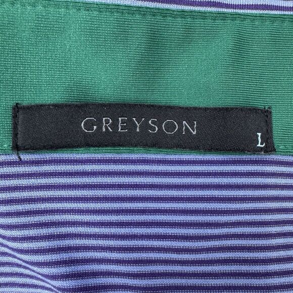 SR Golf Club Greyson Saranac Polo  Shirt Size L Blue Striped Short Sleeve Preppy - Picture 6 of 7